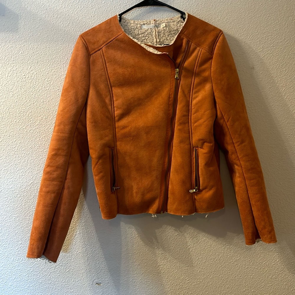 Have faux suede zip up jacket size large